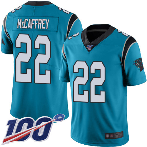 Carolina Panthers Limited Blue Men Christian McCaffrey Alternate Jersey NFL Football #22 100th Season Vapor Untouchable